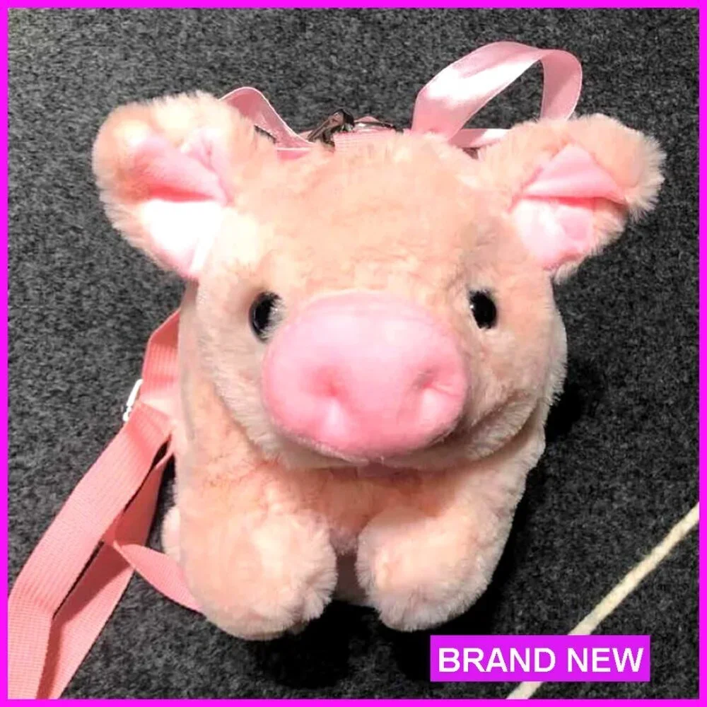 Plush Pig Crossbody Bag Kawaii Satchel Adjustable Strap Kids Gift